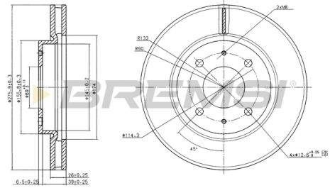 Диск гальмівний MITSUBISHI LANCER, BREMSI (CD7845V) Диск гальмівний MITSUBISHI LANCER, BREMSI (CD7845V)