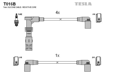 Комплект проводов зажигания, VW GOLF, SEAT IBIZA, TESLA (T016B)