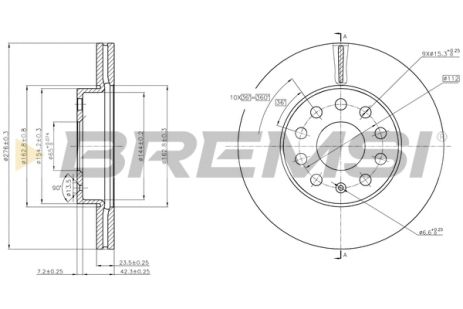 Диск тормозной SKODA OCTAVIA, AUDI A3, BREMSI (CD8400V) Диск тормозной SKODA OCTAVIA, AUDI A3, BREMSI (CD8400V)