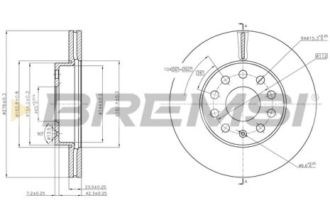 Диск тормозной SKODA OCTAVIA, AUDI A3, BREMSI (CD8400V)