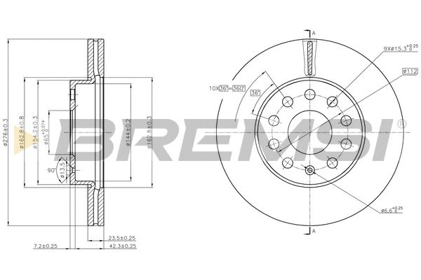 Диск тормозной SKODA OCTAVIA, AUDI A3, BREMSI (CD8400V) Диск тормозной SKODA OCTAVIA, AUDI A3, BREMSI (CD8400V)