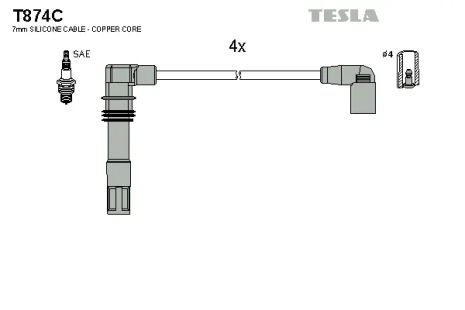 Комплект проводов зажигания, AUDI A2, SKODA FABIA, TESLA (T874C)