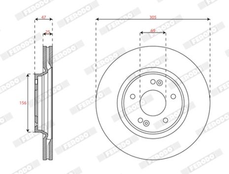Диск тормозной HYUNDAI KONA, KIA SOUL, FERODO (DDF2718C)