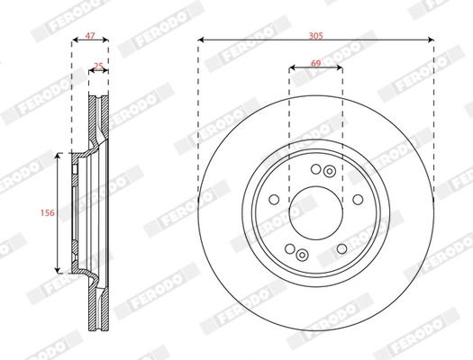 Диск тормозной HYUNDAI KONA, KIA SOUL, FERODO (DDF2718C) Диск тормозной HYUNDAI KONA, KIA SOUL, FERODO (DDF2718C)