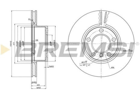 Диск тормозной BMW 3, BREMSI (CD7536V)