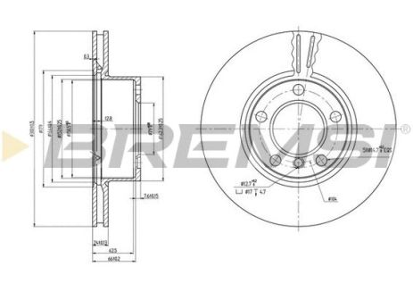 Диск тормозной BMW 3, BREMSI (CD7536V)