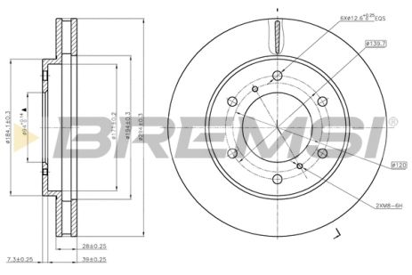 Диск тормозной FIAT FULLBACK, MITSUBISHI PAJERO, BREMSI (CD7818V) Диск тормозной FIAT FULLBACK, MITSUBISHI PAJERO, BREMSI (CD7818V)