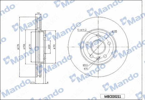 Диск тормозной CHEVROLET CRUZE, VAUXHALL ASTRA, MANDO+ (MBC030211) Диск тормозной CHEVROLET CRUZE, VAUXHALL ASTRA, MANDO+ (MBC030211)