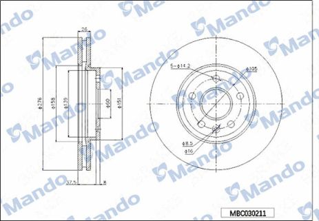 Диск тормозной CHEVROLET CRUZE, VAUXHALL ASTRA, MANDO+ (MBC030211) Диск тормозной CHEVROLET CRUZE, VAUXHALL ASTRA, MANDO+ (MBC030211)