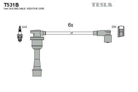 Комплект проводов зажигания, MITSUBISHI GALANT, TESLA (T531B)