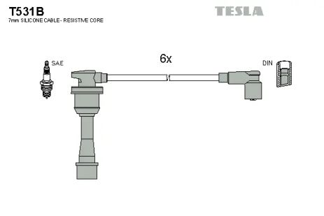 Комплект проводов зажигания, MITSUBISHI GALANT, TESLA (T531B)