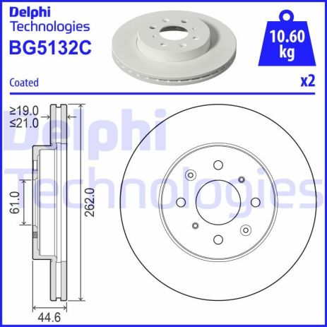 Диск тормозной HONDA JAZZ, DELPHI (BG5132C) Диск тормозной HONDA JAZZ, DELPHI (BG5132C)