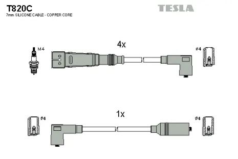 Комплект проводов зажигания, VW GOLF, SEAT IBIZA, TESLA (T820C)
