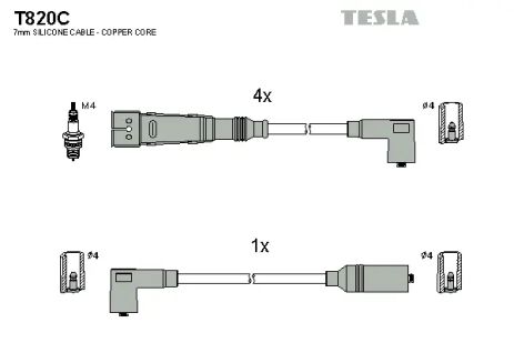 Комплект проводов зажигания, VW GOLF, SEAT IBIZA, TESLA (T820C)