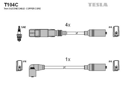 Комплект проводов зажигания, VW VENTO, TESLA (T104C)