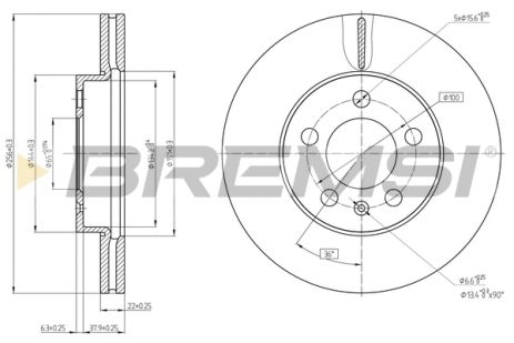 Диск гальмівний SKODA KAMIQ, AUDI A1, BREMSI (CD8663V) Диск гальмівний SKODA KAMIQ, AUDI A1, BREMSI (CD8663V)