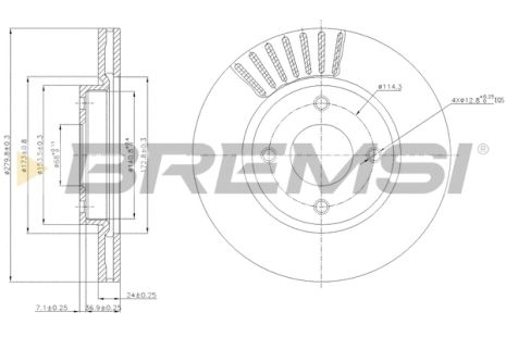 Диск гальмівний NISSAN CUBE, BREMSI (CD7940V) Диск гальмівний NISSAN CUBE, BREMSI (CD7940V)