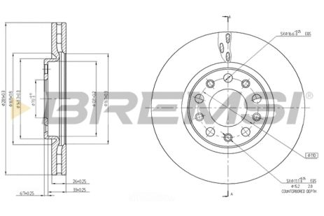 Диск тормозной JEEP RENEGADE, FIAT 500X, BREMSI (CD7956V)