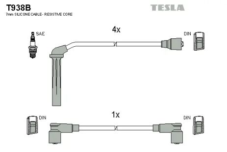 Комплект проводов зажигания, SAAB 900, TESLA (T938B)