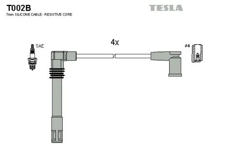 Комплект проводов зажигания, SKODA OCTAVIA, AUDI A3, TESLA (T002B)
