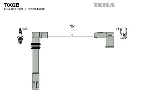 Комплект проводов зажигания, SKODA OCTAVIA, AUDI A3, TESLA (T002B)