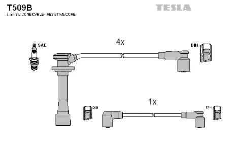 Комплект проводов зажигания, KIA CLARUS, TESLA (T509B)