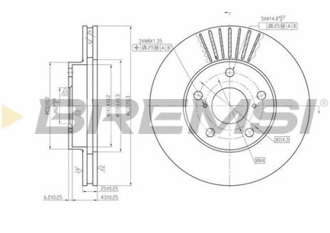 Диск тормозной TOYOTA RAV, BREMSI (CD7216V)