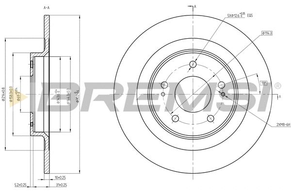 Диск гальмівний CITROËN C4, PEUGEOT 4008, BREMSI (CD8652S) Диск гальмівний CITROËN C4, PEUGEOT 4008, BREMSI (CD8652S)