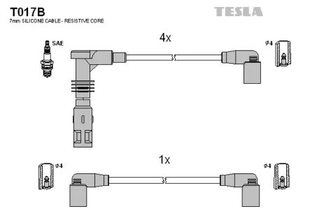 Комплект проводов зажигания, SEAT TOLEDO, VW JETTA, TESLA (T017B)