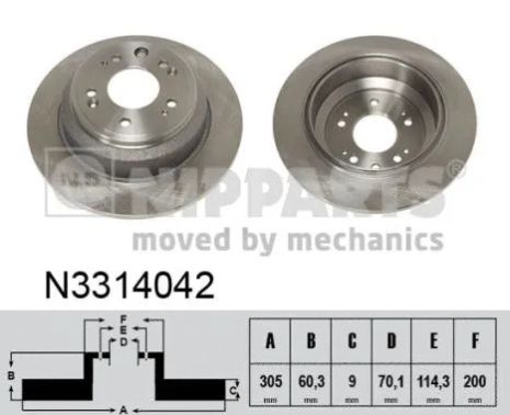 Диск тормозной HONDA ACCORD, NIPPARTS (N3314042)
