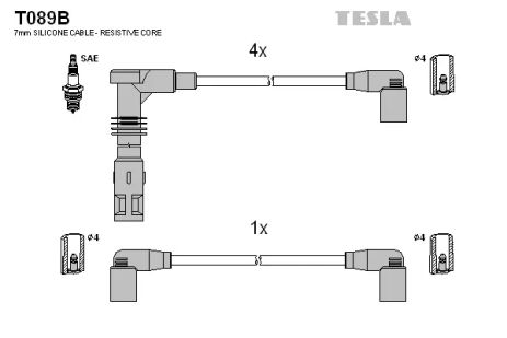 Комплект проводов зажигания, VW CORRADO, TESLA (T089B)
