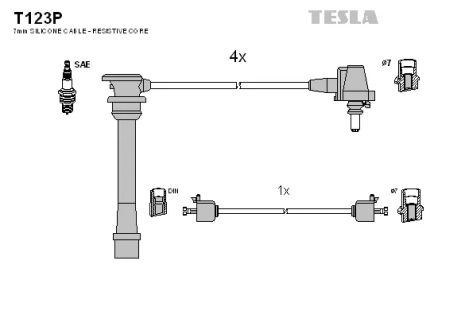 Комплект проводов зажигания, TOYOTA PREVIA, TESLA (T123P)