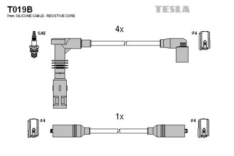 Комплект проводов зажигания, VW PASSAT, TESLA (T019B)