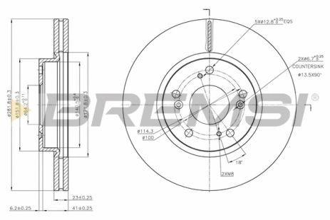 Диск гальмівний HONDA CIVIC, BREMSI (CD7539V)