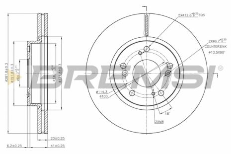 Диск гальмівний HONDA CIVIC, BREMSI (CD7539V)