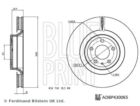 Диск гальмівний FORD USA, BLUE PRINT (ADBP430065)