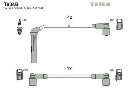 Комплект проводов зажигания, SAAB 9000, TESLA (T934B)