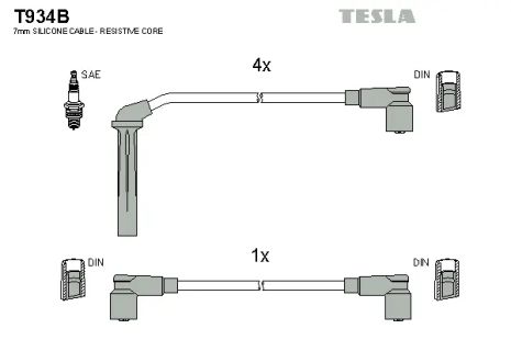 Комплект проводов зажигания, SAAB 9000, TESLA (T934B)