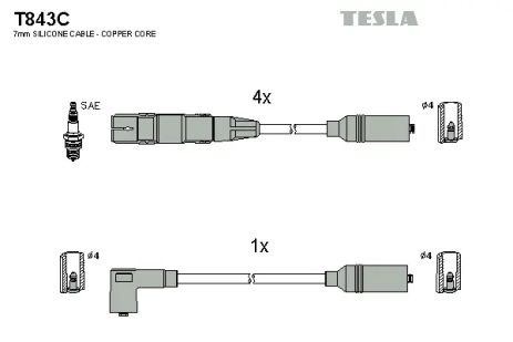 Комплект проводов зажигания, SEAT CORDOBA, TESLA (T843C)