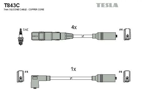 Комплект проводов зажигания, SEAT CORDOBA, TESLA (T843C)
