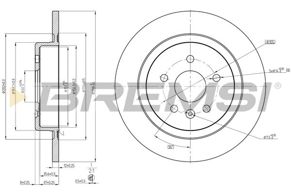 Диск гальмівний OPEL ASTRA, BREMSI (CD8425S) Диск гальмівний OPEL ASTRA, BREMSI (CD8425S)