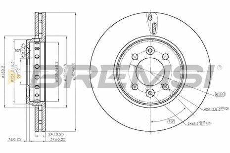Диск гальмівний DACIA DOKKER, RENAULT CAPTUR, BREMSI (CD8350V) Диск гальмівний DACIA DOKKER, RENAULT CAPTUR, BREMSI (CD8350V)