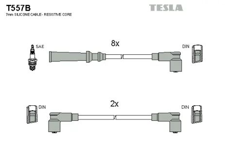 Комплект проводов зажигания, NISSAN PRAIRIE, TESLA (T557B)