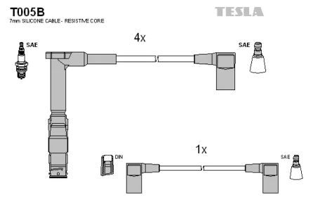 Комплект проводов зажигания, MERCEDES-BENZ 190, TESLA (T005B)