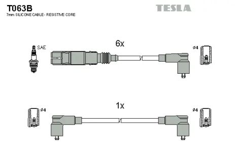 Комплект проводов зажигания, VW GOLF, TESLA (T063B)
