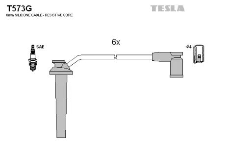 Комплект проводов зажигания, FORD MONDEO, TESLA (T573G)