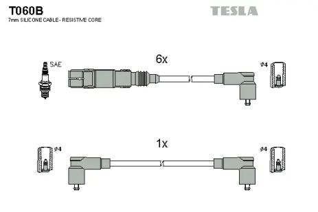 Комплект проводов зажигания, VW VENTO, TESLA (T060B)