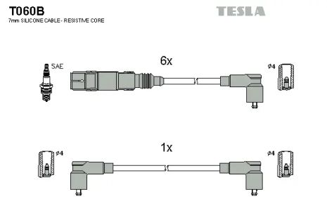 Комплект проводов зажигания, VW VENTO, TESLA (T060B)
