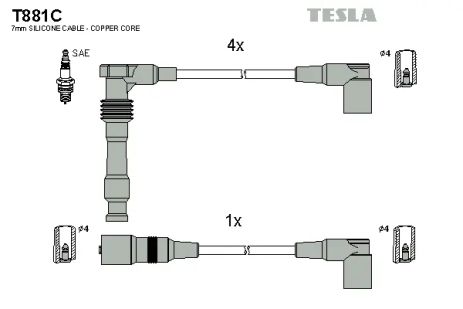 Комплект проводов зажигания, VAUXHALL CAVALIER, OPEL VECTRA, TESLA (T881C)