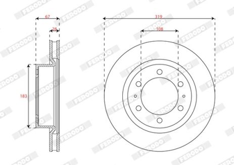 Диск тормозной TOYOTA HILUX, FERODO (DDF3082C) Диск тормозной TOYOTA HILUX, FERODO (DDF3082C)